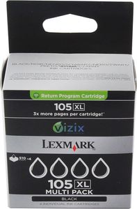 Lexmark 14N0845 105XL Tintenpatronen Höhekapazität 4er-Pack, schwarz.