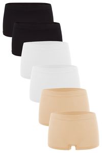 Fabio Farini - 6 Stück Damen Hipster Boxershorts - Frauen Unterhosen Slip Set Seamless angenehmes Tragegefühl ohne Seitliche Nähte Größe: 36/38