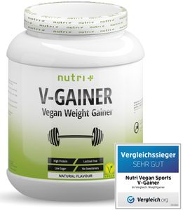 Mass & Weight GAINER - ohne Süßstoff & Zucker - V-GAINER 2kg Neutral - Masseaufbau - ohne Maltodextrin & Zusatzstoffe - 2000g vegan