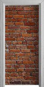 Tür Selbstklebende 90x210 cm Türfolie Türtapete Klebefolie - Rot Wand Ziegel Backstein