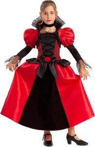 Elegantný upírsky kostým pre dievčatá Halloween čierno-červený