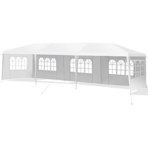 COSTWAY 3x9m Gartenpavillon mit 5 abnehmbaren Seitenwände UV Schutz faltbar weiß