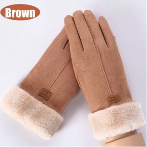 Fleecehandschuhe Damen Winter Warm Handschuhe Kaschmir Winterhandschuhe Touchscreen Handschuhe,mit Fleece Gefütterte winterhandschuhe,Brown