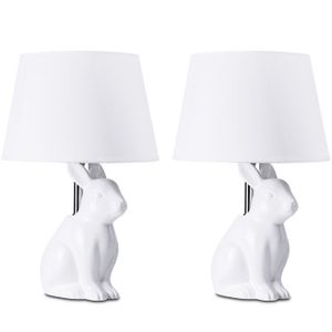 KONSIMO 2er Set Tischlampen mit Kaninchenmotiv "LEPUS", Weiß, Keramik