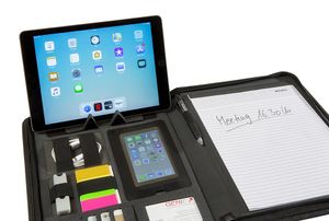 GENIE München A4 Schreibmappe mit Tabletfach Handyfach Konferenzmappe Aktenmappe