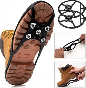 1 Paar Schuhspikes Gr.40-44 ✔geringe Rutschgefahr ✔für Eis Schnee Matsch Sand Gras ✔einfaches an-/Ausziehen Steigeisen Eisspikes Spikes Schuhkrallen