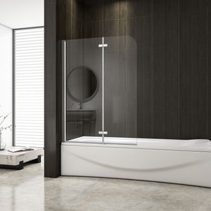 90x140cm Badewannenaufsatz 2-teilig für Badewanne ESG NANO Glas Duschwand Duschabtrennung