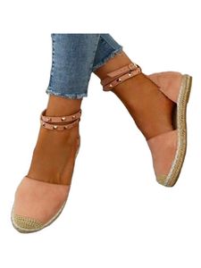 Damen-Schuhe Mit Flachem Absatz Und Nieten Und Offenen Sandalen,Farbe: Pink,Größe:44