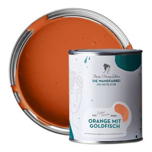 MissPompadour abwaschbare Wandfarbe Orange mit Goldfisch 1L - hohe Deckkraft - matte, scheuerbeständige Innenfarbe - geruchsarm, wasserbasiert, ergiebig - Die Nützliche