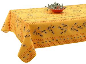 Tischdecke 150 x 350 cm gelb rot PROVENCE OLIVEN bügelfrei Schmutz & Wasserabweisend für Drinnen & Draußen