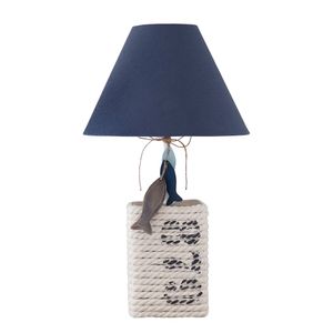 Tischlampe NAUTIC dunkelblau natur mit Seil Tau umwickelt maritime Lampe