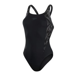 Speedo Hyperboom Badeanzug Damen schnelltrocknend und chlorbeständig, Farbe:Schwarz, Größe:42