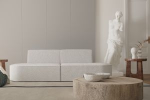 Sofa Couch Garnitur Modern Stil Zweisitzer BARRIS stoff Ascot Perle