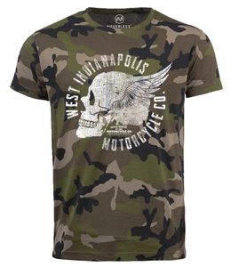 Neverless® Cooles Herren T-Shirt Totenkopf Camouflage Camo-Shirt Tarnmuster camo XXL