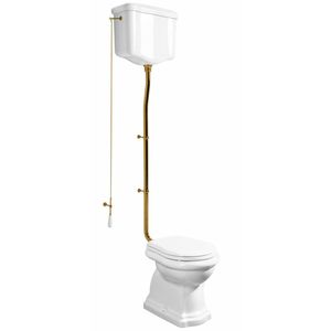 RETRO WC Schüssel mit Spülkasten, Abgang waagerecht, weiß/bronze