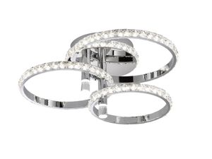 LED Deckenleuchte HARLEY 4 Ringe mit Kristall, Ø 50cm Silber