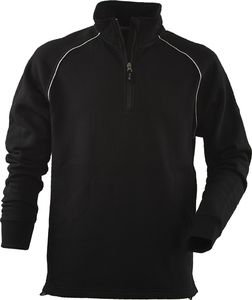 JOB Sweatshirt Troyer Hoodie schwarz mit Reflexstreifen und Reißverschluss XL