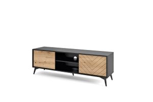 3xEliving TV-Schrank / Lowboard Caxito RTV154 RTV im Loft -Stil. Schwarz/Eichen - 153,4/49.7/39 (B/H/T)