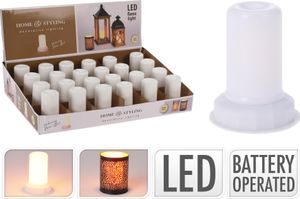 LED Deko-Kerze 7.5x9cm batteriebetriebener Kerzenhalter weiss