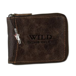 Wild Things Only RFID Blocker prawdziwy skórzany portfel unisex brązowy 12x2.5x10cm D2OPJ112N