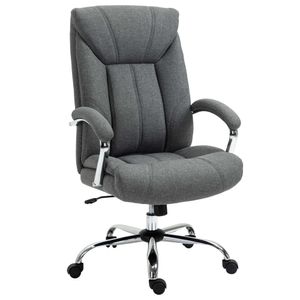 Vinsetto Bürostuhl mit Wippfunktion Stuhl mit gepolsterte Armlehne Kopfstütze höhenverstellbarer Schreibtischstuhl Nylon Grau 65 x 78 x 110-118 cm
