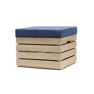 Sitzhocker mit Stauraum 37x40x50 mit Polster – Naturholz,blau,1er Set