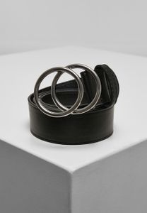 Pánský opasek Urban Classics Ring Buckle Belt black/silver - M