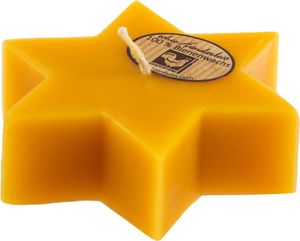 Bienenwachskerze in Sternform, 100% reines Bienenwachs, Natur, KERZENFARM HAHN, H30 x Ø80 mm, Brenndauer ca. 6,5h