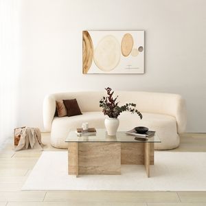 Skye Decor, New Escape, Travertin, Couchtisch, 105 x 40 x 65 cm, 100 % GLAS