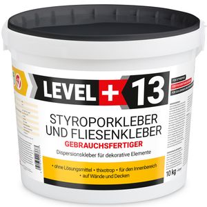 Lepidlo na polystyrén pripravené na použitie 10 kg Biele dekoračné lepidlo na korkové obklady Level+13