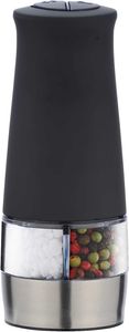 WENKO Elektrický mlynček so svetlom 2 v 1 čierny - Mlynček na soľ a korenie so svetlom, plast (ABS), 7 x 17,5 x 6 cm, čierny