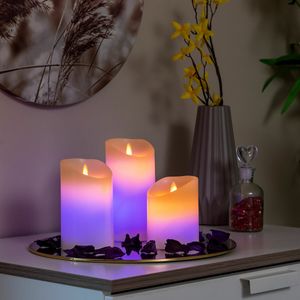 Vícebarevné LED svíčky s efektem plamene s dálkovým ovládáním Lendles InnovaGoods 3 kusy
