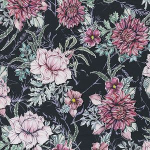 Jersey Stoff Blumen Aquarell, Swafing My Watercolor Garden schwarz | 15,90 EUR/m