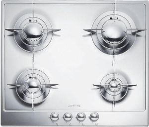 Smeg Renzo Piano P64ES Einbau-Gaskochfeld, 60 cm, 4 Brenner, Edelstahl