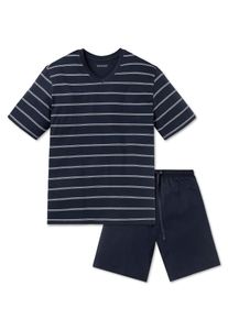 Schiesser Herren kurzer Schlafanzug Pyjama Kurz - 159621, Größe Herren:60, Farbe:dunkelblau