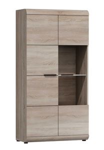 FURNIX Vitrine LIRYA C80 Vitrienenschrank teilverglast Eiche Sonoma ohne LED