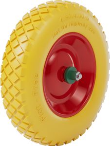 Wiltec Pannensicheres PolyurethanRad 4.8/4.00-8 90 x 390 mm 160 kg, Polyurethan Vollgummi Schubkarren Komplettrad mit Steckachse, Schubkarrenrad pannensicher