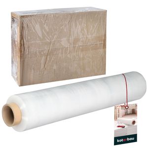 KOTARBAU® Wickelfolie Stretchfolie 2,6 kg | L 350 m B 50 cm | Transparent Strechfolienrolle Stretchfolie transparent Folie Verpackungsfolie transparent Umzugsfolie für Möbel Packfolien Stretch Film