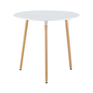 H.J WeDoo Kulatý jídelní stůl Skandinávský kuchyňský stůl Moderní jídelní stůl, 80x80x73cm, bílý