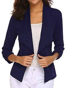 Frauen Rumpf Blazer Arbeit Revers Hals Business Jackets Lässig Solid Color Cardigan Jacken