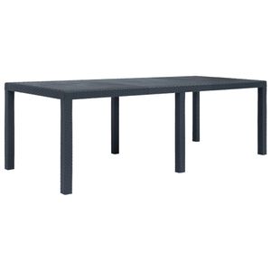 vidaXL Záhradný stôl antracit 220 x 90 x 72 cm Plastový ratanový vzhľad