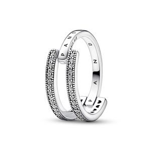 Pandora 192779C01 Double Band Ring Ladies Signature Logo & Pavé Zircon Silver Velikost 54