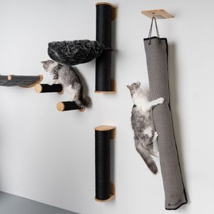 RHRQuality Katze klettersack grau Wandmöbel Kletterwand (Bis 20KG💪) 175 x 30 cm für alle Katzen