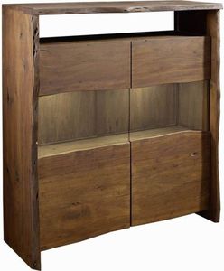 MASSIVMOEBEL24 Highboard Akazie 131x45x147 braun lackiert PURE ACACIA #205