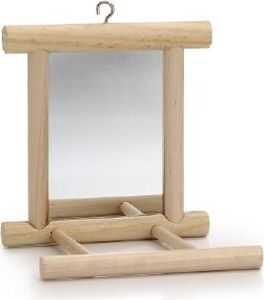 Beeztees Spiegel mit Landeplatz - Vogelspielzeug - Holz - 10x10 cm