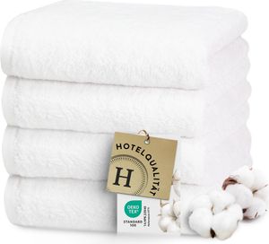4er Set Handtücher, 100% Baumwolle, 50x100 cm, weiß, extra flauschig