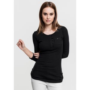Urban Classics Female Shirt Ladies Long Rib Pocket Turnup Tee Black-L