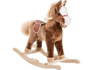 Hojdací kôň 330-091, hojdacie zvieratko, plyšová hračka, hnedá, 74 x 33 x 62 cm