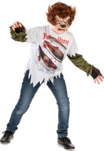 Kostým vlkolaka pre deti Halloween kostým bielo-hnedý