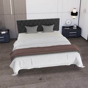 YUENFONG 160x200cm Čalúnený rám postele Čalúnená posteľ s čelom a lamelovým roštom Kovový rám postele s plošinou Podstavec pod matrac, koža, čierny YUENFONG 160x200cm Čalúnený rám postele Čalúnená posteľ s čelom a lamelovým roštom Kovový rám postele s plošinou Podstavec pod matrac, koža, čierny